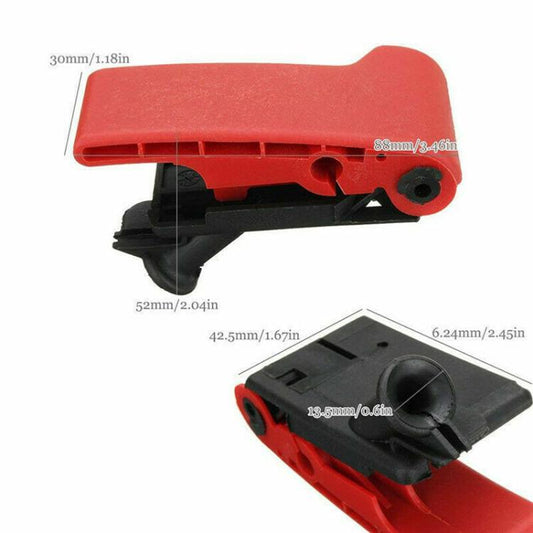 Red engine hood cover opener latch with black base and pivot pin