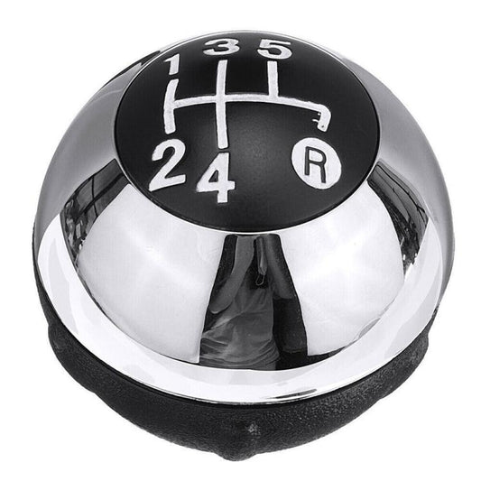 Black and chrome manual gear shift knob with 1-5 plus R gear markings