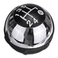 Black and chrome gear shift knob with 1-6 grid and R gear marking