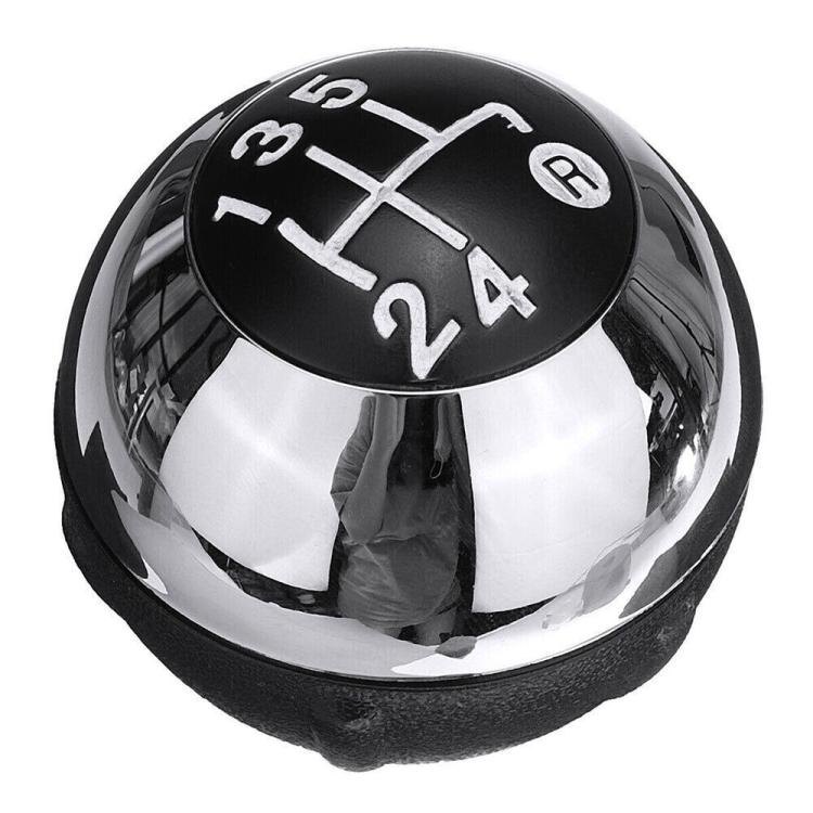 Black and chrome gear shift knob with 1-6 grid and R gear marking