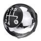 Black and chrome manual gear knob with 1-5 shift diagram and R gear