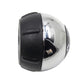 Side view manual gear shift knob with black rubber grip and chrome trim