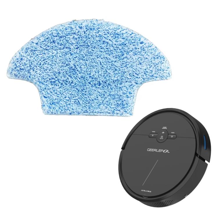 Blue speckled mop pad and black robot vacuum base