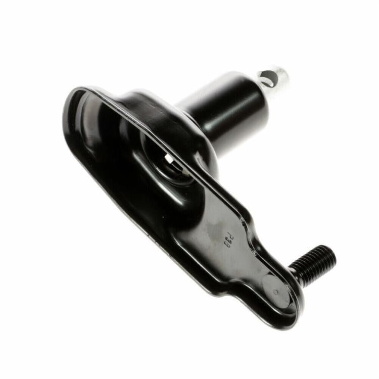 Spare tire bracket with black base, metal pin stud, and side mounting screw thread