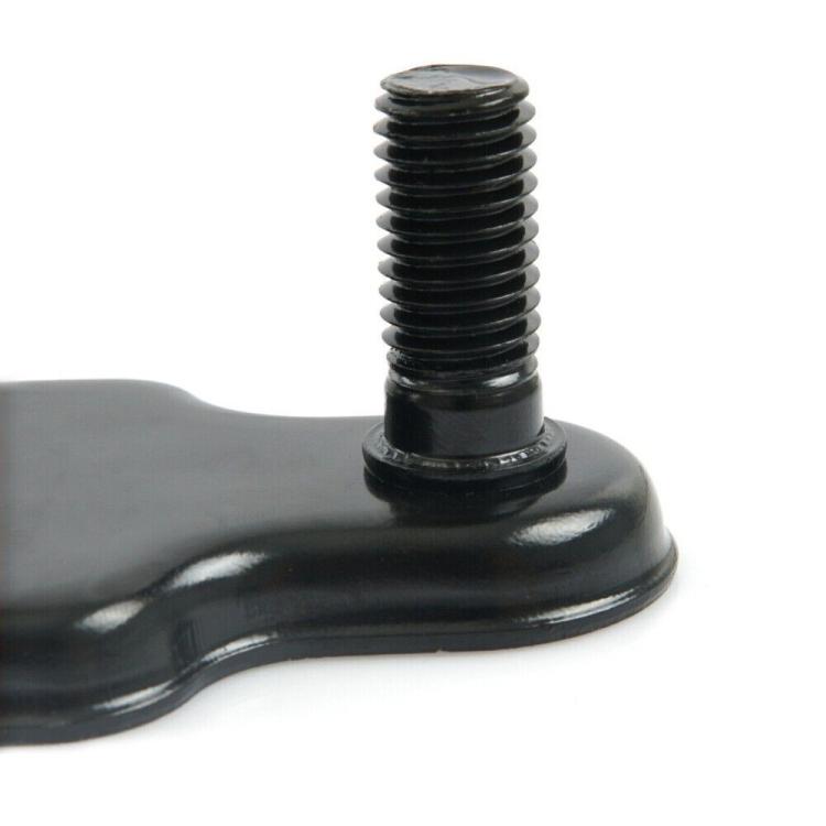 Spare tire bracket close-up with black base and tall threaded mounting post