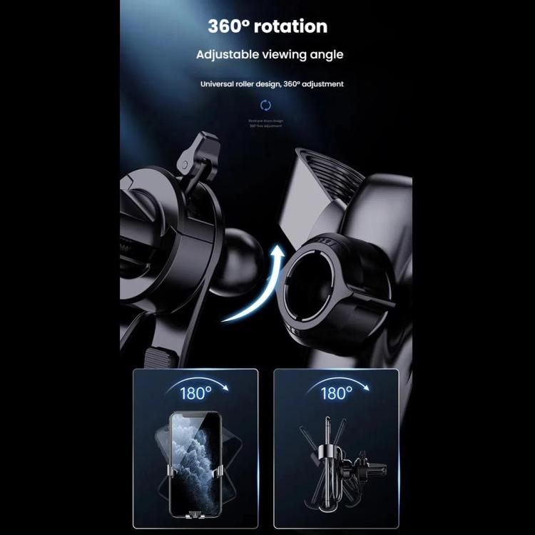 360° rotating clip-on car phone holder with adjustable viewing angle cradle