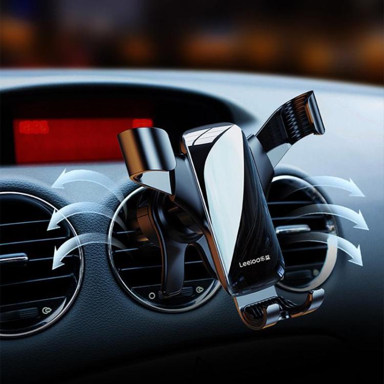 Silver clip-on car phone holder with stable vent mount cradle for phone use