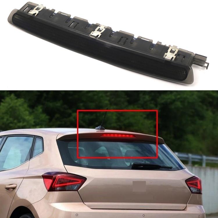Black high mount third brake light installed on rear hatch, visible lens