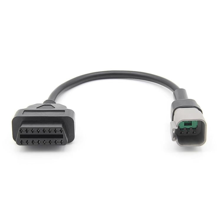 6-pin OBD cable showing diagnostic plug and keyed 6-pin connector ends
