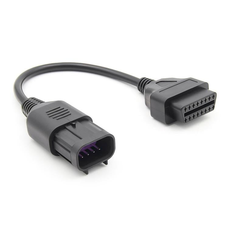 OBD2 8-pin to 16-pin cable, angled 8-pin and 16-pin plug connectors