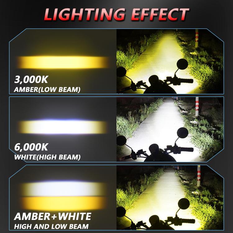 40W Motorcycle Wired Switch Integrated Waterproof Demon Eye Spotlight, Red Light