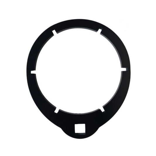 Fuel filter wrench ring tool with four cutouts and square engagement notch