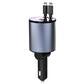 Metal retractable car cigarette lighter charger with two USB plugs on top