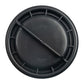 Headlight dust cover underside, black round cap with internal flap and alignment ribs