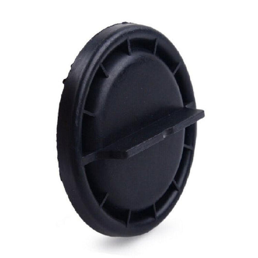 Headlight dust cover, black round-oval cap with tabs and side latch opening