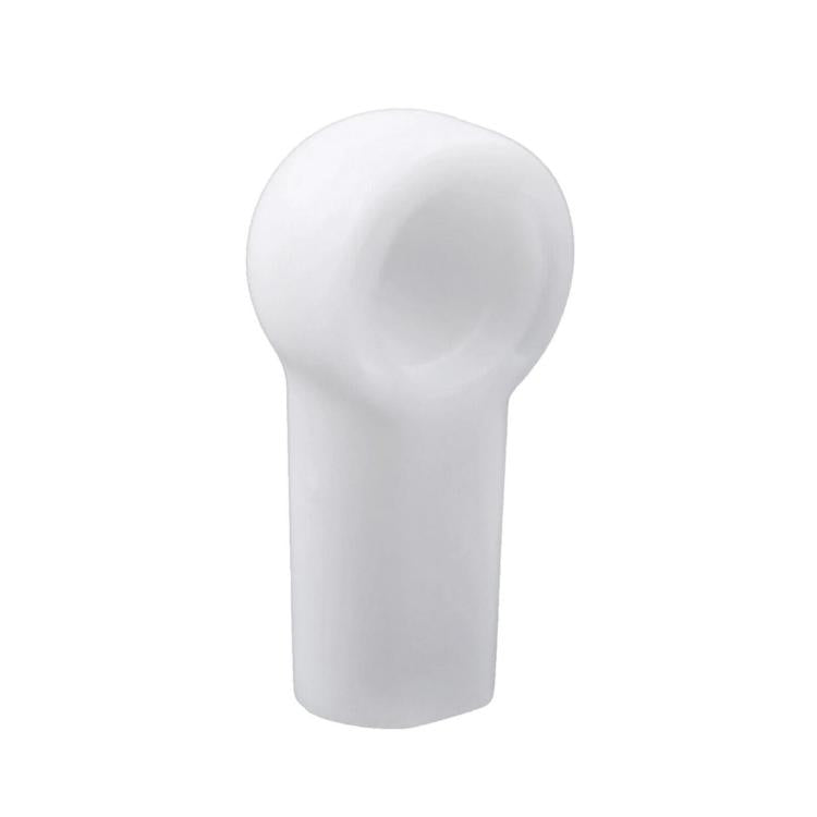 White convertible push rod bracket cap with round end and short stem