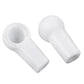 Pair of white convertible push rod bracket caps showing hollow circular interiors