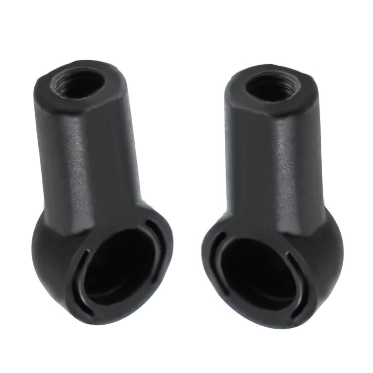 Pair of black convertible push rod bracket caps with top threaded holes