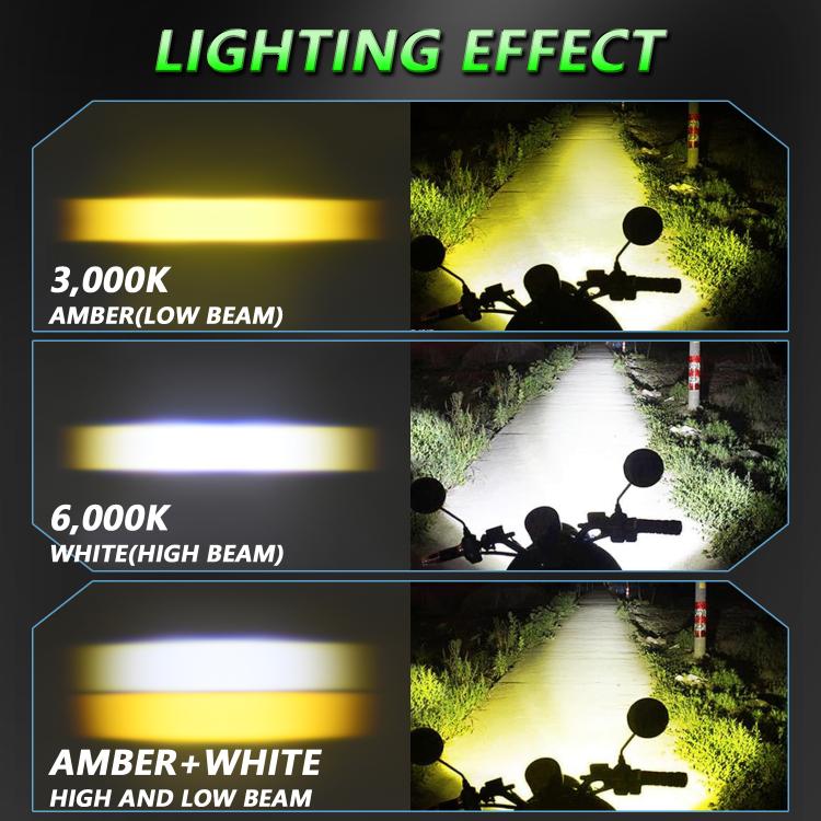 40W Motorcycle Wired Switch Integrated Waterproof Demon Eye Spotlight, Green Light