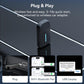 Car wireless CarPlay/Android adapter dongle with vented body and blue status bar