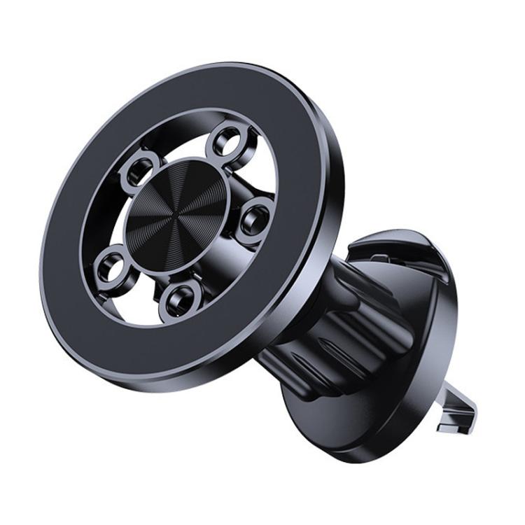 Black car vent magnetic phone holder with circular mount and clamp clip