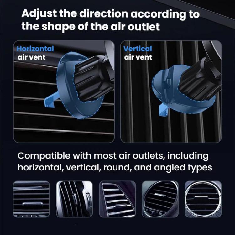 Adjustable black car vent magnetic phone holder with vent clip for different outlet angles