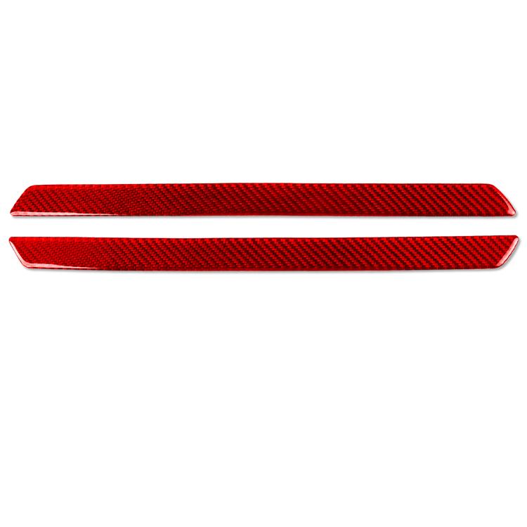 Red carbon-fiber style door sill decoration sticker strips (2-piece set)