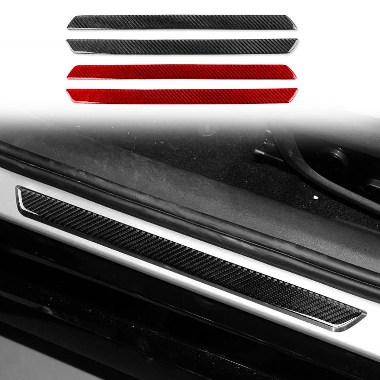 Black and red carbon-fiber style door sill decoration sticker strips