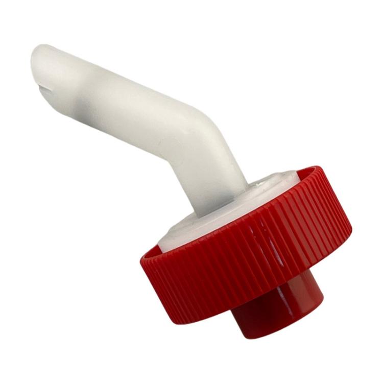 Red ribbed water tank plug with white connecting spout