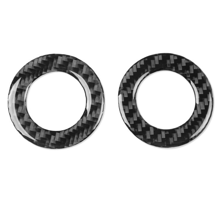 Black carbon-fiber style circular stickers with round cutout for rear reading lights (2-pack)