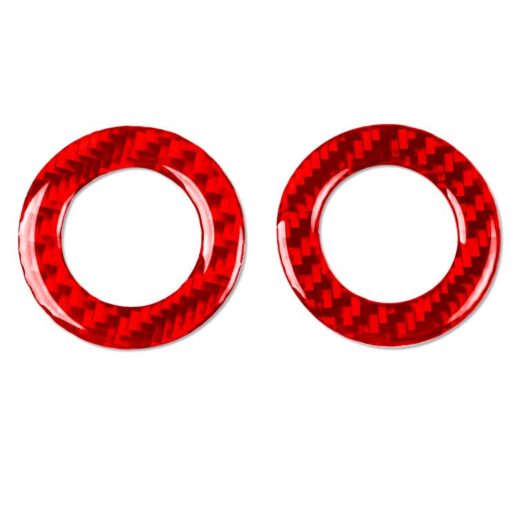 Red carbon-fiber style circular stickers with round cutout for rear reading lights (2-pack)
