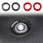 Carbon-fiber style reading light bezel stickers in black and red, circular rings with center openings