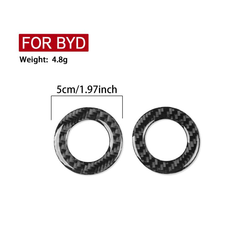 Pair of black carbon-fiber style circular reading light bezel stickers with center openings