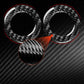 Carbon-fiber style reading light bezel stickers: two black circular rings and one small ring
