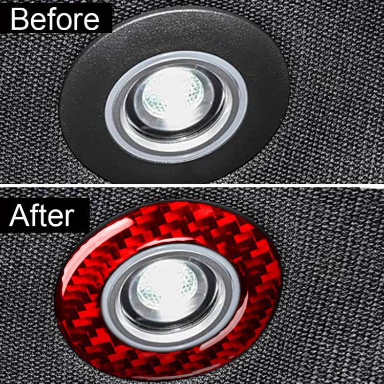 Black and red carbon-fiber reading light bezel stickers with center lens openings
