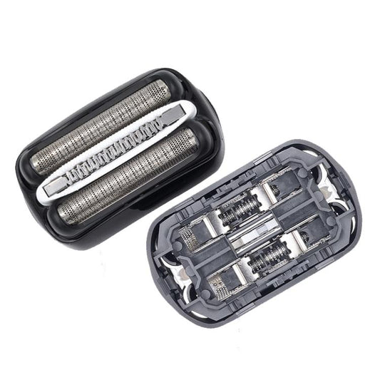 Replacement shaver foil and cutter head, stainless steel, black housing