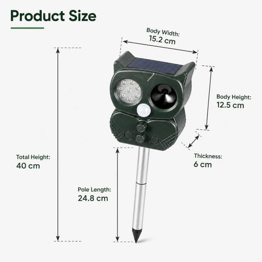 Five-Speed Tuning + Voice-Activated Ultrasonic Solar-Powered Animal Repeller, 704