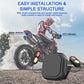 Motorcycle radar warning system with black controller and two LED alert pods.