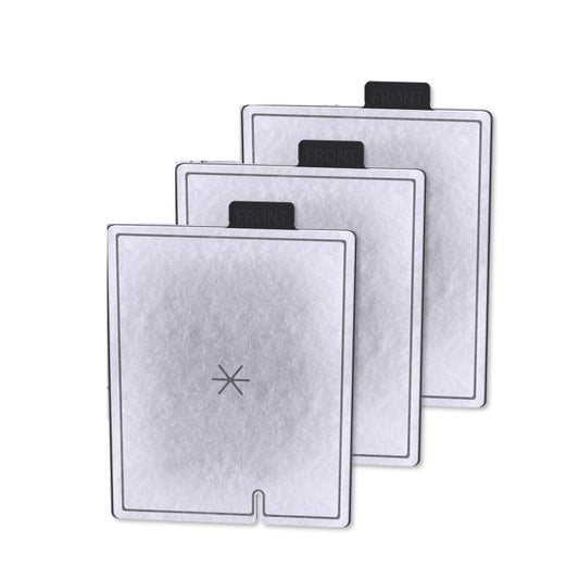 3-pack replacement activated carbon filter pads for external aquarium filters, square grey