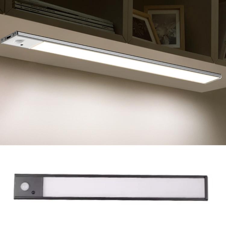 Black motion-sensor light bar with rectangular diffuser and side control sensor