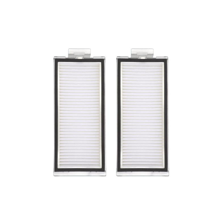 Two rectangular vacuum filters with white pleated media in gray frames