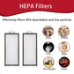 Two rectangular HEPA-style vacuum filters with white pleated media
