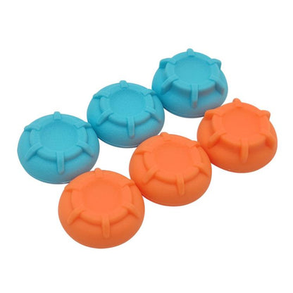Silicone joystick caps set with six blue and orange dome covers for controller sticks