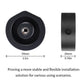 Black mini tripod adapter base with central screw hole and side sleeve