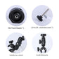 Black tripod adapter kit: mini base, conversion screw, and clamp mount parts