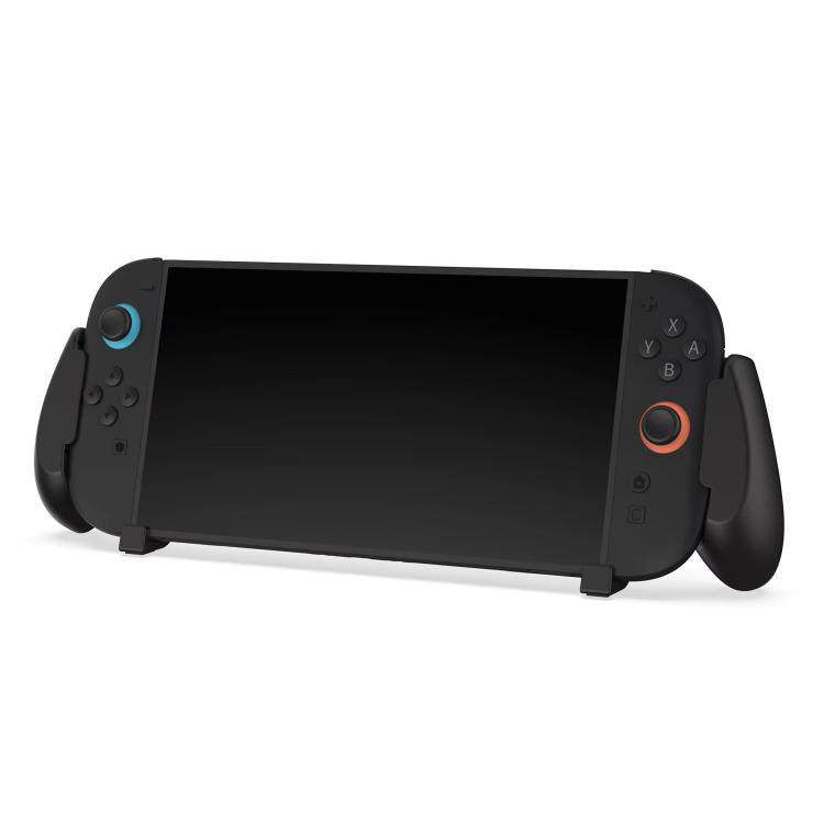 Black grip case with display window and right-side face button controls