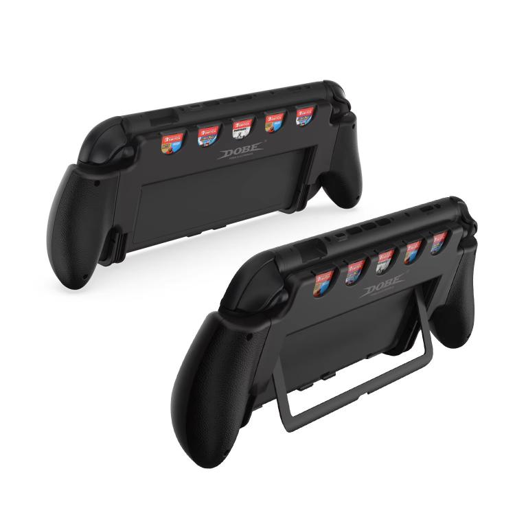 Black ergonomic grip case shown in open view with protective front support
