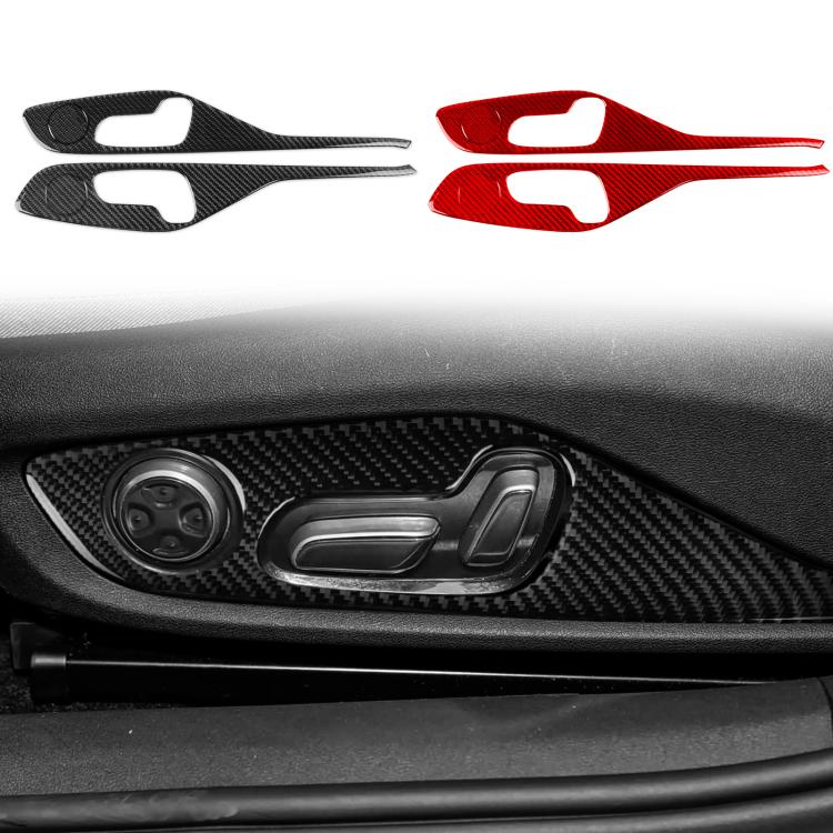Black and red carbon-fiber style seat adjustment decorative sticker set, 4-piece