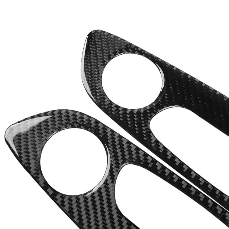 Black carbon-fiber style seat adjustment stickers with round cutout openings