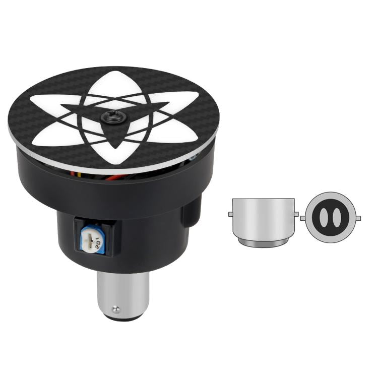 LED rotating tail light with black housing and compass star pattern on top